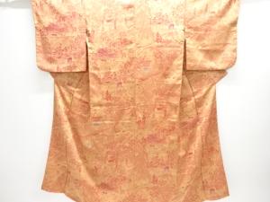 大正ロマン　京名所に時代人物模様織り出し着物